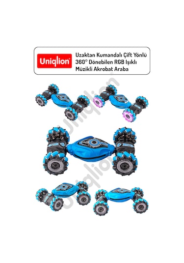 Uzaktan Kumandalı Çift Yönlü 360 Dönebilen Rgb Işıklı Akrobat Araba