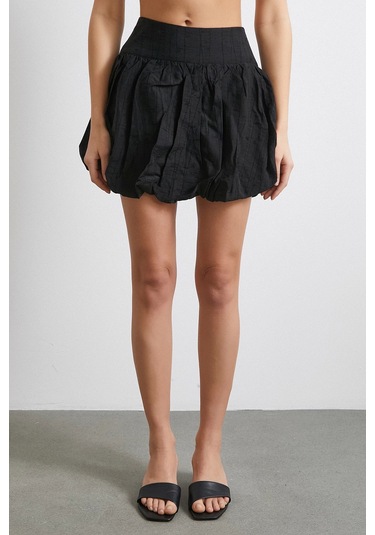 Astarlı Balon Etek Siyah Siyah