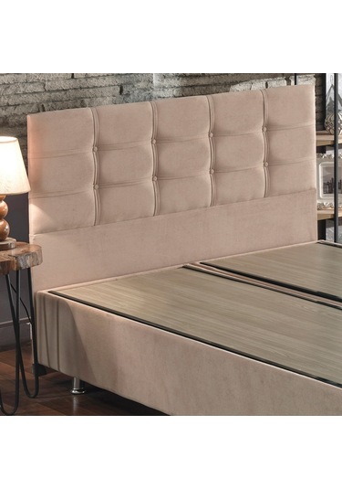 Nironyatak Niron Ela Baza Ve Başlık Seti 180X200 Cm Çift Kişilik Sütlü Kahve