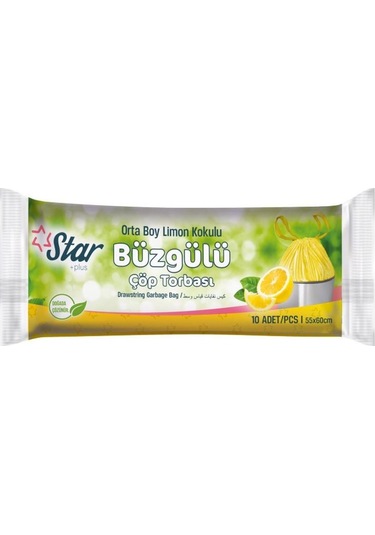 Star Plus Büzgülü Limon Kokulu Orta Boy Çöp Torbası Sarı 55 x 60 CM