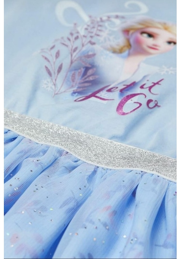 Eteği Simli Elsa Kız Çocuk Elbise 001