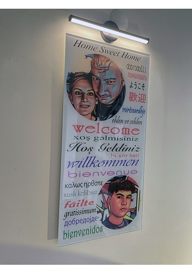 Kişiye Özel Kırılmaz Cam Baskı Hoşgeldiniz Karşılama Yazısı+ışık