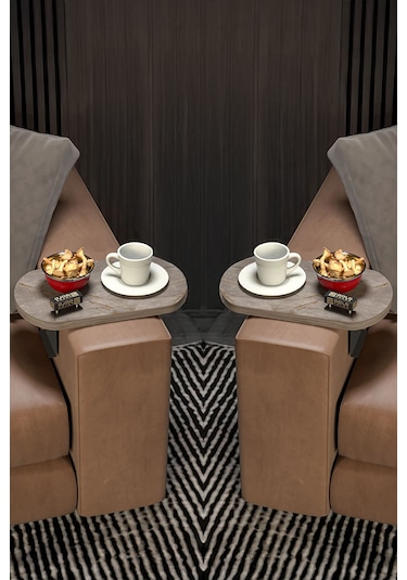 İkili Yan Sehpa Ayarlanabilir Tepsi Oval Dekoratif Gordion