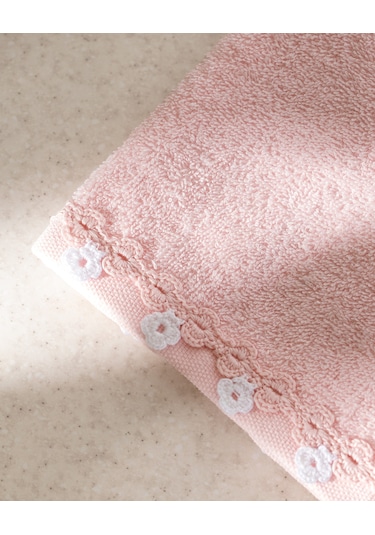 Jeanne Kroşeli 2'li %100 Pamuk El Havlusu - Pudra - 30x40 Cm 8684427204597 Pudra