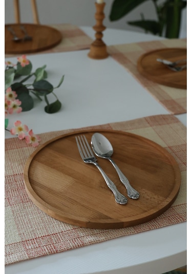 Yakacihome Juta Kırmızı 5 Parça 4 Parça Amerikan Servis & 1 Parça Püsküllü Runner Jüt Kumaş Sofra Seti Kırmızı