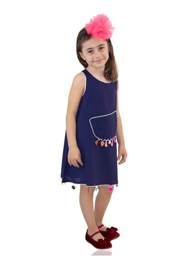 Mine Şile Bezi Çocuk Elbise Lacivert Lcvt
