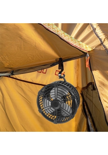 Kamp Fanı Taşınabilir Şarjlı Lambalı Fan 8757 Siyah