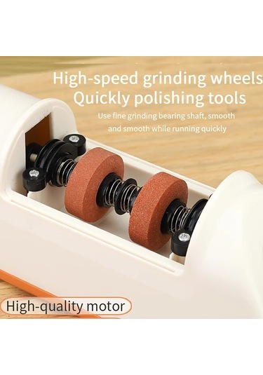 Chuangyinshop Turuncu 3 Hızlı Elektrikli Bıçak Bileme Makinesi Pilli Çelik Seramik