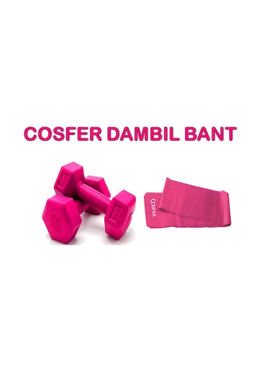Cosfer 1 KG x 2 Adet Plastik Dambıl Dumbell Ağırlık Pembe Bandı