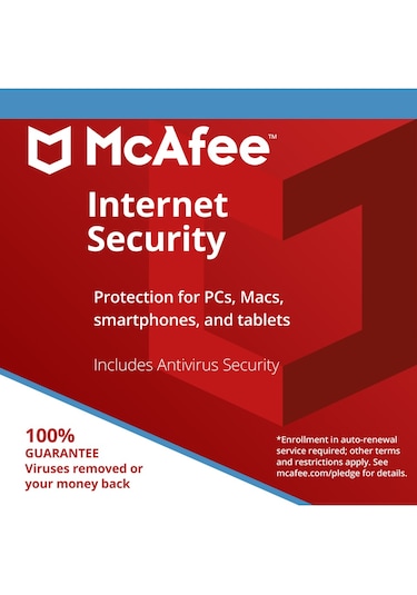 McAfee internet Security - 3 Cihaz 1 Yıl Abonelik Kodu (Windows/MAC/Android/ iOS Uyumlu)