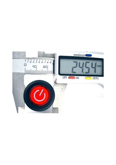 26mm Yaylı Plastik Buton Anahtar Kırmızı Power Logolu Işıksız