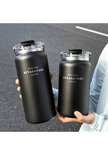 Willowhaven Siyah 40.58oz Minimalist Büyük Kapasiteli Paslanmaz Çelik Termos Suluk, Geniş Tutamaklı Sızdırmaz Siyah