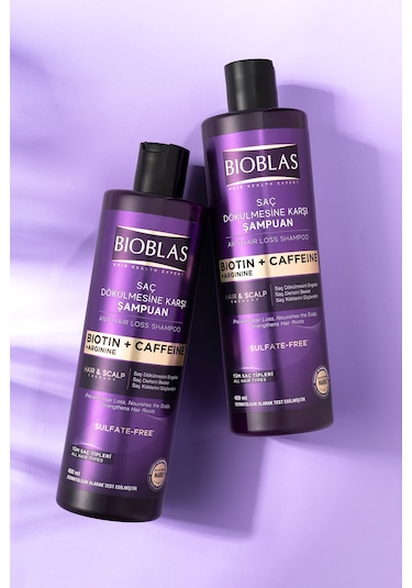 Bioblas Kafein Arjinin Biotin Saç Dökülmesi Karşıtı Şampuan 400 Ml Besleyici, Güçlendirici, Dökülme Karşıtı