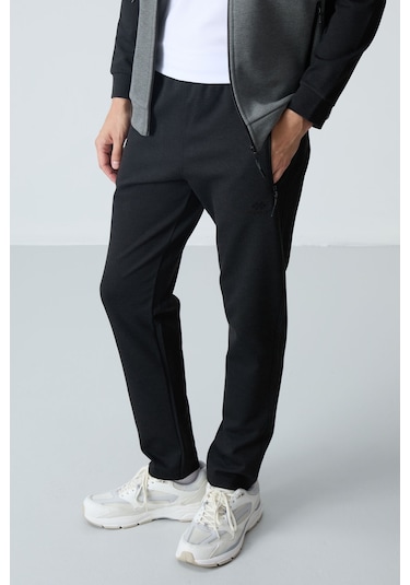 Tommy Life Çağla Siyah Dik Yaka Çift Renk Rahat Form Klasik Paça Erkek Eşofman Takımı - 85113 Yeşil - Siyah