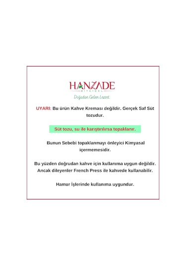 Hanzade Bitkisel Süt Tozu 500 G