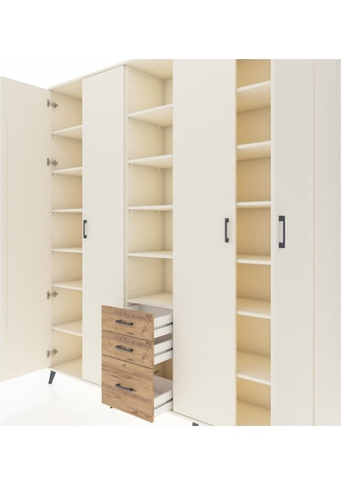 Hyperion Dolap 17 Raflı 3 Çekmeceli 4 Kapaklı 220x44x243 Aytaşı-aytaşı/çam Aytası/atlas Çam