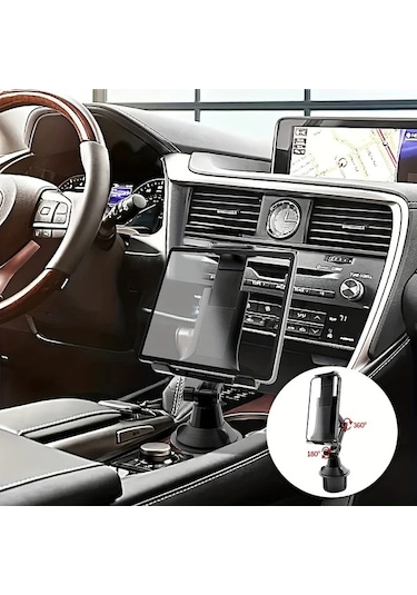 Chuangyinshop Siyah 4-13 Inç Ayarlanabilir Araç Cup Holder Tablet Telefon Tutucu İpad İphone Uyumlu Tüm Telefonlar