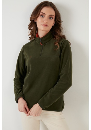 Lela Slim Fit Yumuşak Dokulu Anti-Pilling Tüylenme Yapmayan Yarım Fermuarlı Bayan Polar 5907000 Haki Lela Slim Fit Yumuşak Dokulu Anti-Pilling Tüylenme Yapmayan Yarım Fermuarlı Bayan Polar 5907000 Haki