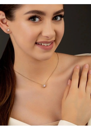 925 Lıght Opal Taşlı Gümüş Kolye 154953637