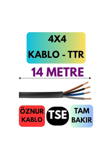 Öznur 4x4 Ttr Kablo Metre Seçenekli Siyah - 14 Metre