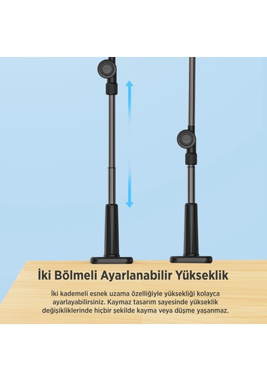 Juo 360 Dönen Uzun Kollu Ayarlanabilir Tablet Ve Telefon Tutucu Stand Siyah