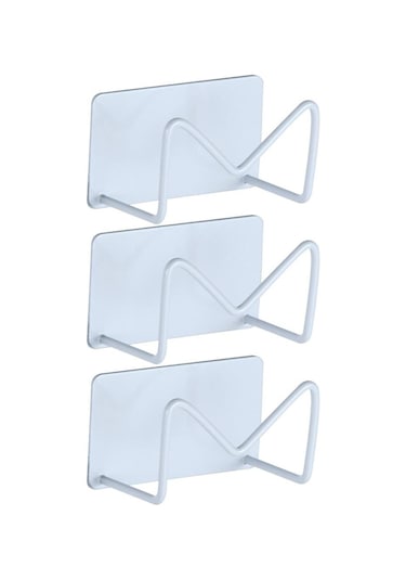 Suntek Mutfak Sünger Tutucu Çamaşırhane Su Geçirmez Kanca Beyaz 3 Parça Çok Renkli