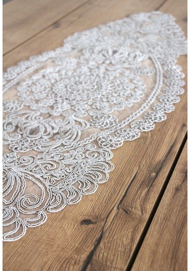 Dantel Kordon Örme Detay Masa Runner Fiskos Örtüsü 100x35 Cm 1007-dantel