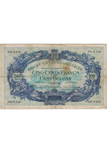 Belçika 500 Frank 1934 Temiz+