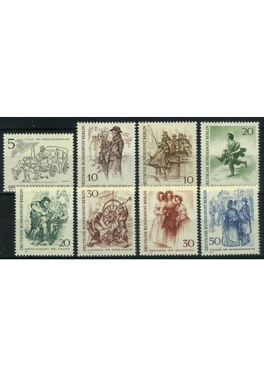 Koleksiyon Pulları, Berlin 1969 Damgasız 8 Pulluk Tam Seri,n11-75