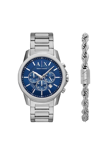 Armani Exchange Ax7176set Erkek Kol Saati Ve Bileklik Seti Metalik Gri