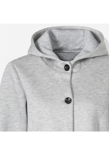 Bulalgiy Kadın Gri Kapşonlu Kaban - Bga707661 Gri