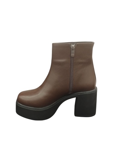 Ventes 914301z 8 Cm Platform Topuk Yandan Fermuarlı İçi Polarlı Günlük Kadın Bot Kahve