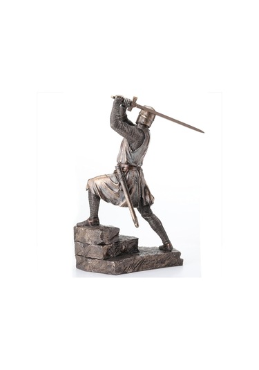 Merdiven Üstünde Çift El Kıl Ç Savuran Tapınak Şövalyesi Heykel Biblo Dekor