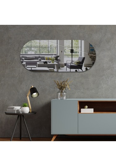 Ayna Füme Ayna Victory Tasarım Kanallı Oval Ayna 50cm X 120c Füme
