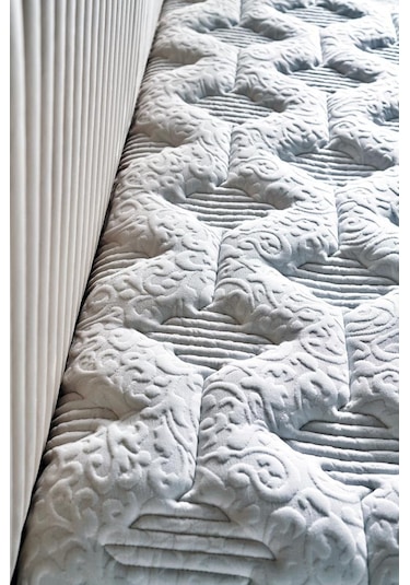 Line Visco Yatak 90x190 Cm Tek Kişilik 28 Cm Visco Süngerli Yaylı Lüks Yatak Orta Sert Krem Kumaş