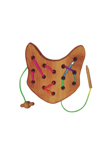 İp Geçirme Örme Oyunu Ahşap Kedi