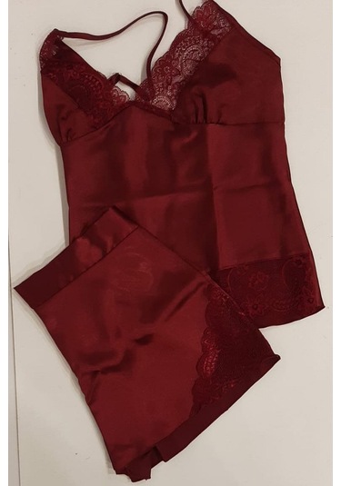 Duchesse 137 Çeyizlik Dantelli Saten 6'lı Set -bordo Bordo