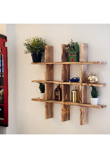 Ahşap Duvar Rafı Biblo Rafı Kitaplık 5034