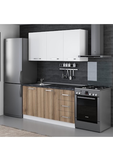 Minar 155 Cm Mutfak Dolabı Beyaz Dore 155-d1