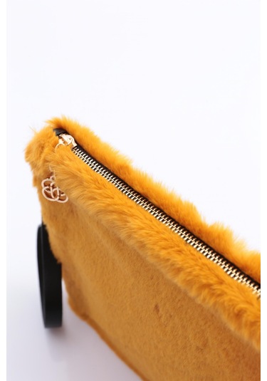 Dgn 4106 Kadin Kürklü Çanta 4106-2337-R2616 Sarı