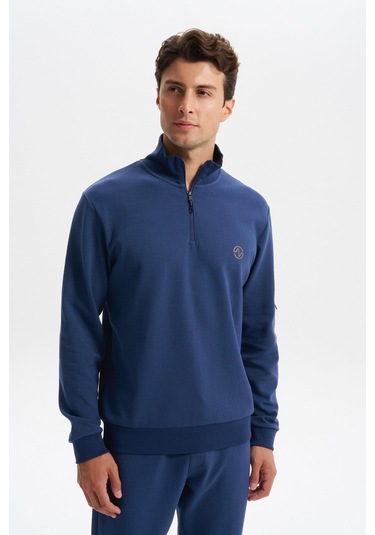 Arma Erkek Slim Fit Dik Yaka Yarım Fermuar Pamuklu Sweatshirt Sol Kol Fermuar Cepli K30404685702 İndigo-i1 Arma Erkek Slim Fit Dik Yaka Yarım Fermuar Pamuklu Sweatshirt Sol Kol Fermuar Cepli K30404685702 İndigo-i1