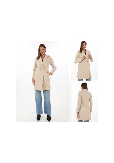 Kadın Kaşe Kaban Siyah Yünlü Dokuma, Kruvaze Yaka, Astarlı, Cepli, Kuşaklı Uzun Boy Tesettür Uyuml Bej Kadın Kaşe Kaban Siyah Yünlü Dokuma, Kruvaze Yaka, Astarlı, Cepli, Kuşaklı Uzun Boy Tesettür Uyuml Bej