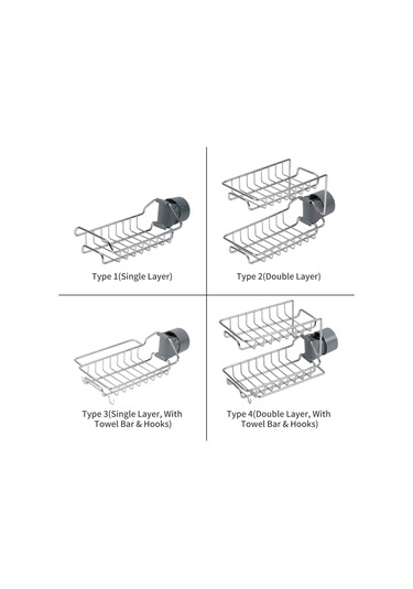 Geeroyoo Çift Katlı Paslanmaz Çelik Musluk Askılığı - Havlu Çubuğu Ve Kancalı Pratik Mutfak Organizasyonu Gümüş