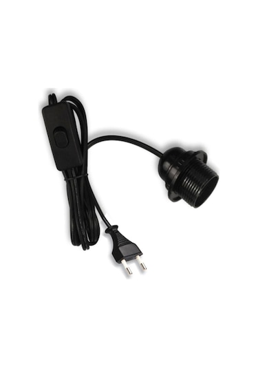 Arapuarlı Aç Kapa Anahtarlı Fişli Kablo Duy 2 Metre Siyah 1656