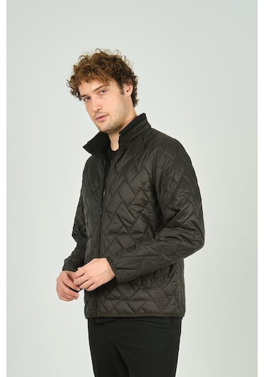 Allegro Erkek Dik Yaka Fermuarlı Cep Detaylı Kapitone Mont 4355 Haki Haki