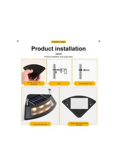 Honeybeeshop 4 Adet Güneş Enerjili Sıcak Işık Basamak Işıkları Bahçe Avlu Dekoru Led Yolu Aydınlatması Kolay Kurulum Dış Mekan Sıcak Işık