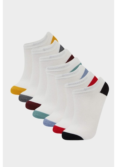 Defacto Erkek Çocuk 7li Pamuklu Patik Çorap F4710a8nswt1 Beyaz