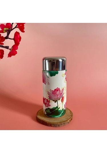 Techbloom Sunflower 260ml 8 79oz Mini Termos Mug Çiçek Desenli Paslanmaz Çelik Seyahat Bardağı