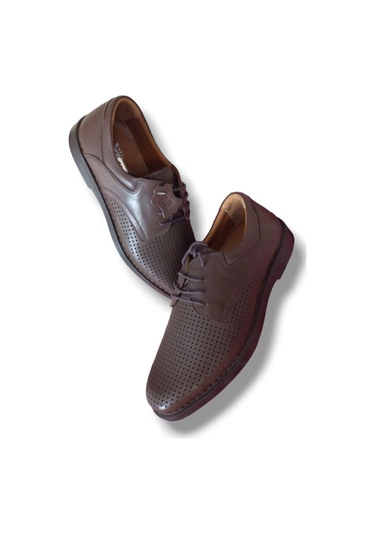 Growish Gr0205 Hakiki Deri Delikli Bağcıklı Poli Taban Comfort Erkek Ayakkabı Kahverengi