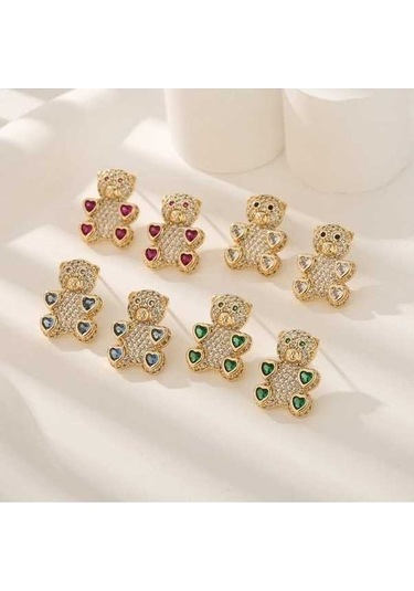 Flybuy Yeni Oyuncak Malzeme Küpe Küpe Koleksiyonu Hp4010 - Gümüş Bayrak Bakır Ayı Küpe, Kadınlar İçin Sevimli Romantik Tasarım Gümüş